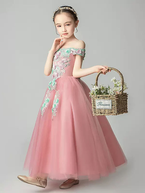 Girls' Evening Gown Piano Performance Costume Flower Girl Princess Dress - Dorabear