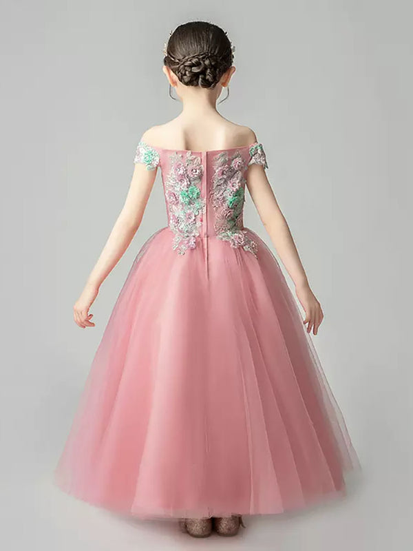 Girls' Evening Gown Piano Performance Costume Flower Girl Princess Dress - Dorabear