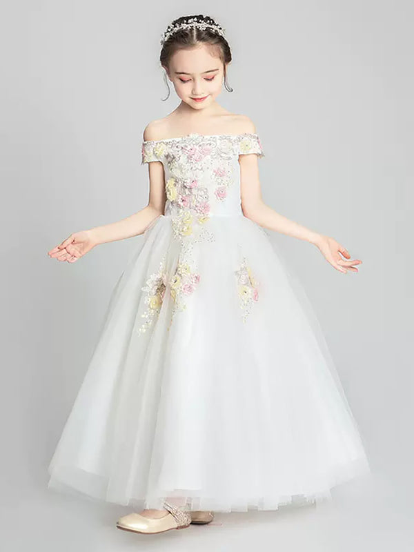 Girls' Evening Gown Piano Performance Costume Flower Girl Princess Dress - Dorabear