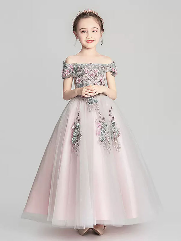 Girls' Evening Gown Piano Performance Costume Flower Girl Princess Dress - Dorabear