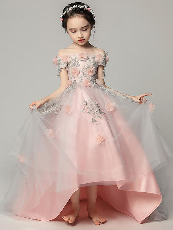 Girls' Evening Gown Princess Dress Flower Kid's Puffy Gauze Wedding Dress - Dorabear