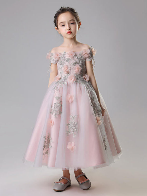 Girls' Evening Gown Princess Dress Flower Kid's Puffy Gauze Wedding Dress - Dorabear