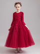 Girls' Evening Gown Princess Dress Long Sleeved Piano Performance Costume - Dorabear