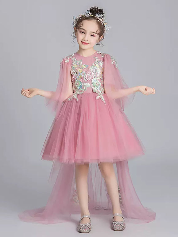 Girls' Evening Gown Princess Dress Puffy Wedding Dress Trailing Performance Costume - Dorabear