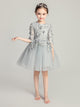 Girls' Evening Gown Princess Dress Puffy Yarn Long-sleeved Piano Performance Costume - Dorabear