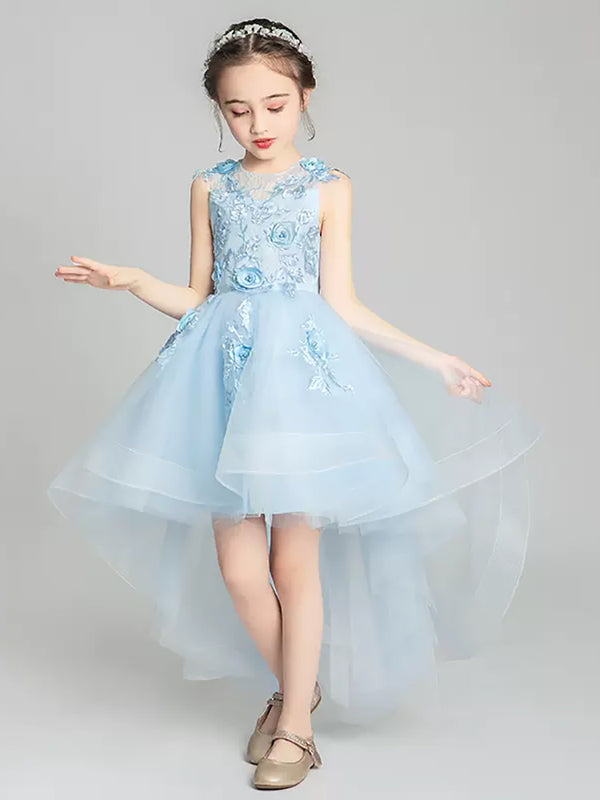 Girls' Evening Gown Puffy Gauze Dress Walk Show Performance Dress - Dorabear