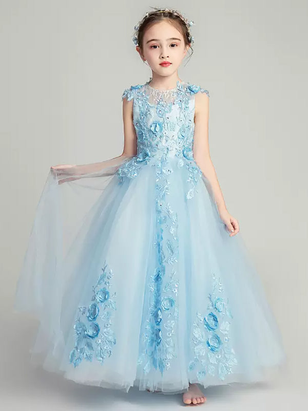 Girls' Evening Gown Puffy Gauze Dress Walk Show Performance Dress - Dorabear