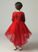 Girls' Evening Gown Puffy Gauze Princess Dress Long-sleeved Piano Performance Costume - Dorabear