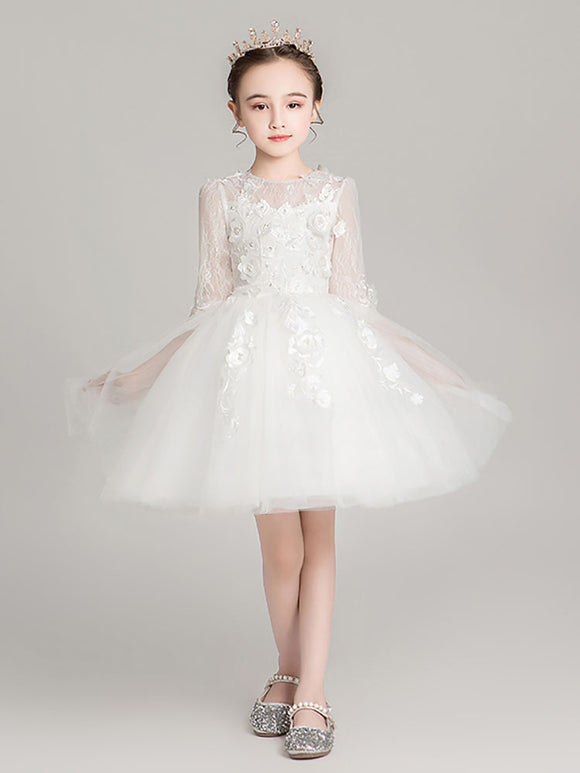 Girls' Evening Gown Puffy Princess Dress Autumn/Winter Piano Performance Costume - Dorabear