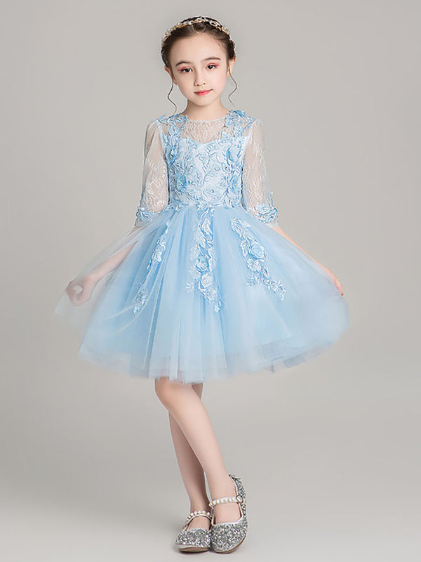 Girls' Evening Gown Puffy Princess Dress Autumn/Winter Piano Performance Costume - Dorabear