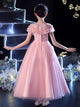 Girls' Evening Gown Puffy Princess Dress Pink Piano Performance Costume - Dorabear