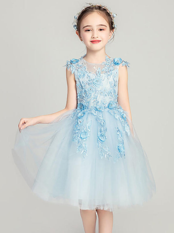 Girls' Evening Gown Puffy Yarn Long Princess Dress Flower Girl Wedding Dress - Dorabear