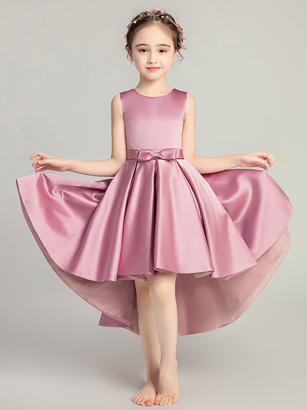 Girls' Evening Gown Sleeveless Satin Piano Performance Costume Flower Girl Princess Dress - Dorabear