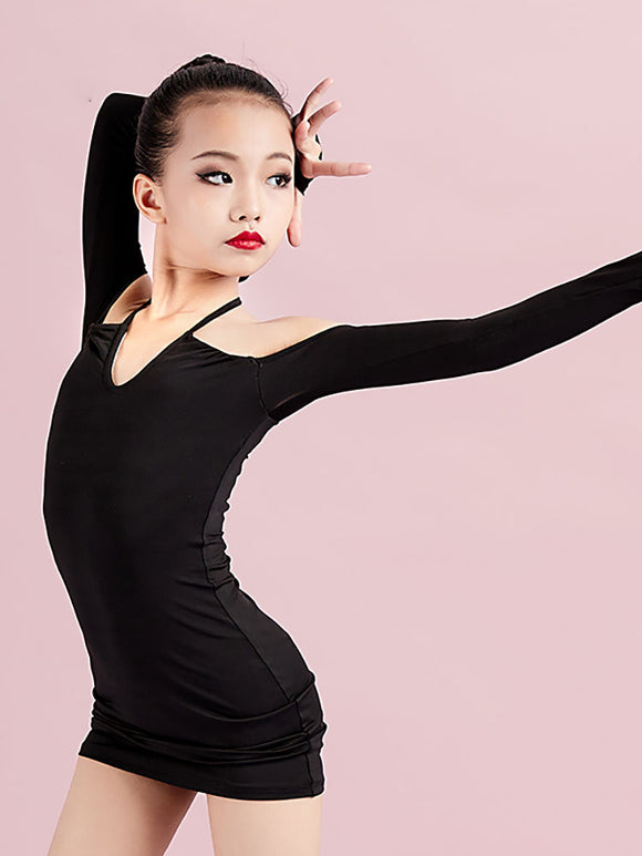 Autumn/Winter Latin Dance Practice Clothes Long-sleeved Suspender Dress - Dorabear