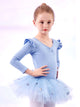 Ruffled Long-sleeved Practice Clothes Ballet Split Tutu Skirt Suits - Dorabear