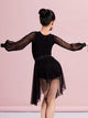 Latin Dance Training Clothes Mesh Long Sleeve Dress Performance Costume - Dorabear