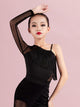 Fall/Winter One-shoulder Sling Mesh Long-sleeved Latin Dance Leotard - Dorabear