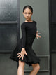 Fall/Winter Round Neck Slim Version Long-sleeved Latin Dance Dress - Dorabear