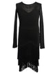 Autumn/Winter Round Neck Slim Long-sleeved Latin Dance Fringed Dress - Dorabear