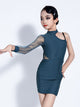 Autumn/Winter Round Neck Sling Long Sleeve Training Clothes Latin Dress - Dorabear