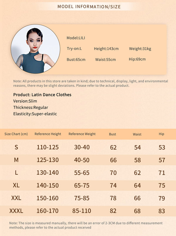 Autumn/Winter Round Neck Sling Long Sleeve Training Clothes Latin Dress - Dorabear