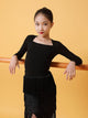 Fall/Winter Square-neck Long-sleeved Tops Latin Dance Practice Clothes - Dorabear