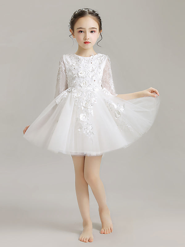 Girls' Gown Wedding Dress Flower Girl Princess Dress Piano Performance Costume - Dorabear