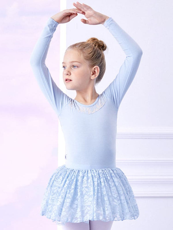 Lace Stitching Exercise Clothes Autumn/Winter Long-sleeved Ballet Dress - Dorabear
