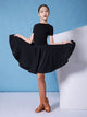 Latin Dance Black Skirt Elastic Waist Professional Practice Skirt - Dorabear