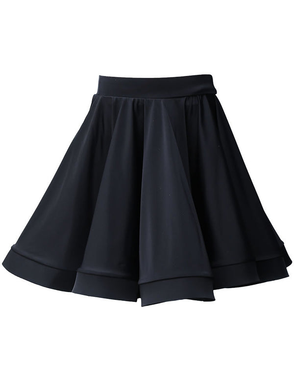 Latin Dance Black Skirt Elastic Waist Professional Practice Skirt - Dorabear