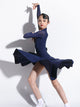 Little V-neck Gauze Latin Dance Long-sleeved Dress Competition Costume - Dorabear