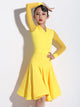 Little V-neck Gauze Latin Dance Long-sleeved Dress Competition Costume - Dorabear