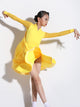 Little V-neck Gauze Latin Dance Long-sleeved Dress Competition Costume - Dorabear