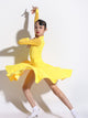 Little V-neck Gauze Latin Dance Long-sleeved Dress Competition Costume - Dorabear