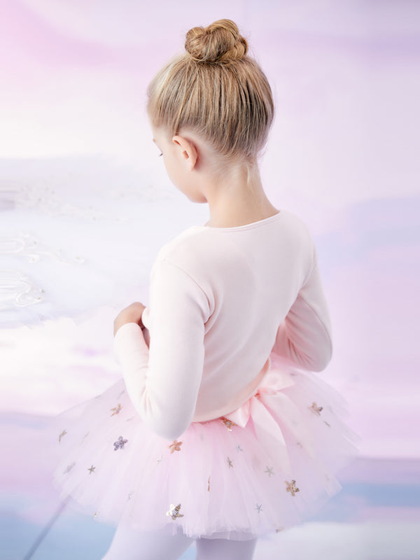 Ballet Long-sleeved Training Suits Dance One-piece Gauze Dress - Dorabear