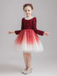 Girls' Long-sleeved Evening Gown Flower Girl Princess Dress Gauze Piano Performance Dress - Dorabear