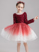 Girls' Long-sleeved Evening Gown Flower Girl Princess Dress Gauze Piano Performance Dress - Dorabear