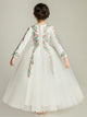 Girls' Long-sleeved Evening Gown Flower Girl Wedding Dress Piano Performance Dress Costume - Dorabear