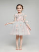 Girls' Long-sleeved Fluffy Wedding Dress Flower Girl Gown Piano Performance Costume - Dorabear