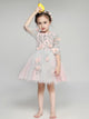 Girls' Long-sleeved Fluffy Wedding Dress Flower Girl Gown Piano Performance Costume - Dorabear