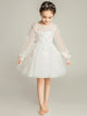 Girls' Long-sleeved Princess Dress Flower Girl Gown Walkshow Piano Performance Costume - Dorabear