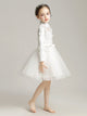 Girls' Long-sleeved Princess Dress Flower Girl Plush Dress Piano Performance Costume - Dorabear