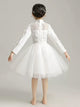 Girls' Long-sleeved Princess Dress Flower Girl Plush Dress Piano Performance Costume - Dorabear