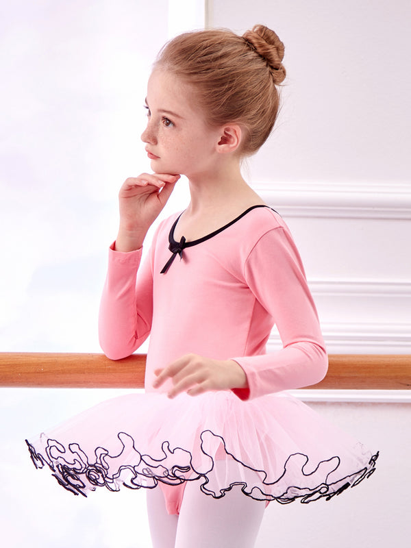 Ballet Tutu One-piece Gauze Skirt Long-sleeved Dance Practice Clothes - Dorabear