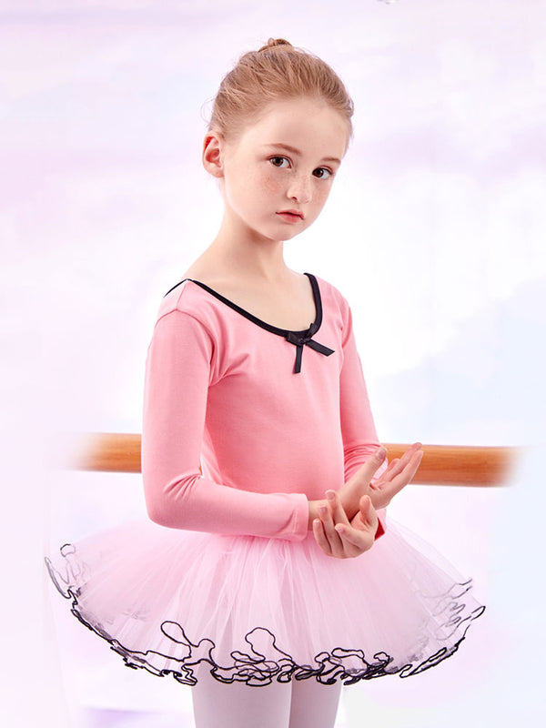 Ballet Tutu One-piece Gauze Skirt Long-sleeved Dance Practice Clothes - Dorabear