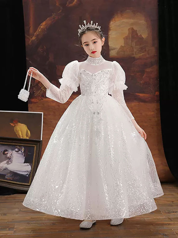 Girls' Long Sleeved Princess Dress Evening Dress Luxury Performance Dress - Dorabear