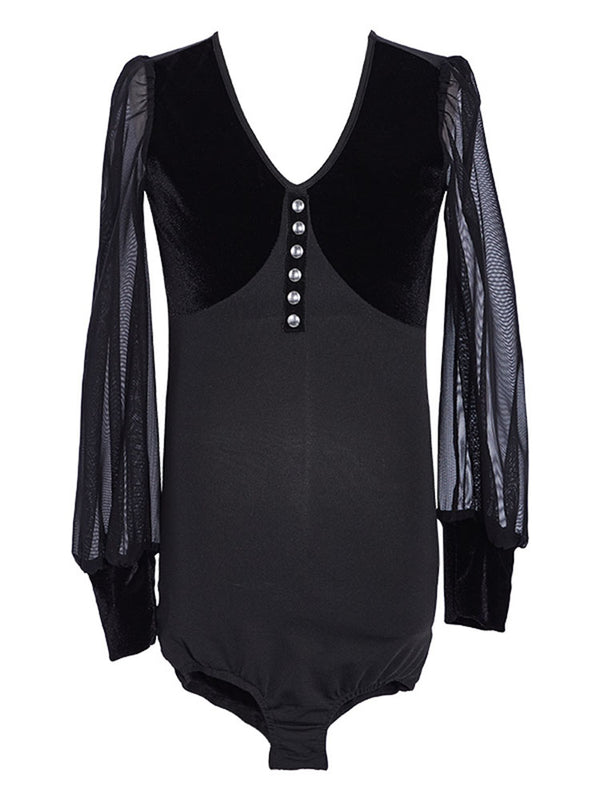 Mesh Long-sleeved Latin Dacnce Leotard Autumn/Winter Practice Clothes