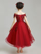 Girls' Off-shoulder Strapping Puffy Princess Dress Piano Performance Dress - Dorabear