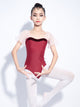 Peach Neck Gauze Net Bubble Sleeve Latin Dance Leotard Practice Clothing - Dorabear