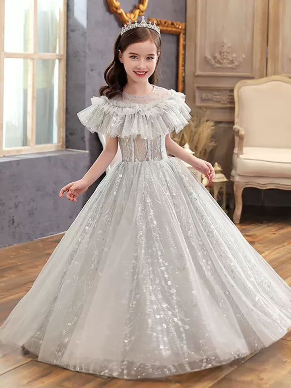 Girls' Piano Performance Costume Evening Gown Flower Girl Wedding Dress Princess Dress - Dorabear